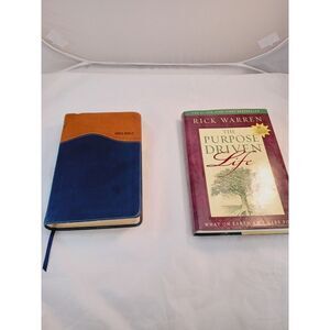 Zondervan NIV Bible, Red Letter,  Blue/ Brown‎ Leather & The Purpose Driven Life
